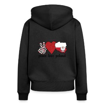 Fier Polonais Drapeau Racines Polonaises - Sweat à capuche zippé Premium bio Femme - noir - Dos - Julia (174cm)