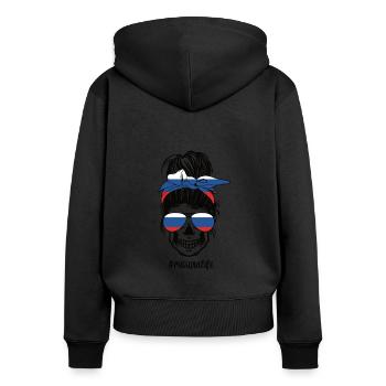Fier drapeau russe Russie Racines russes - Sweat à capuche zippé Premium bio Femme - noir - Dos - Julia (174cm)