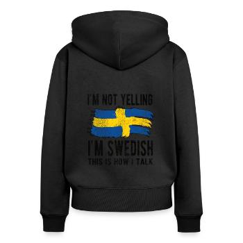 Suédois Suède Origine Drapeau suédois - Sweat à capuche zippé Premium bio Femme - noir - Dos - Julia (174cm)