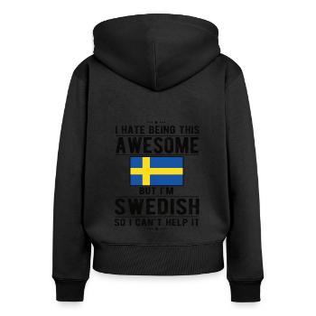 Schwede Schweden Flagge Schwedische Herkunft - Frauen Premium Bio Zip Hoodie - Schwarz - Hinten - Julia (174cm)
