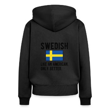 Suédois Suède Drapeau Origine suédoise - Sweat à capuche zippé Premium bio Femme - noir - Dos - Julia (174cm)