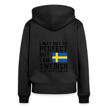Schwede Schweden Flagge Schwedische Herkunft - Frauen Premium Bio Zip Hoodie - Schwarz - Hinten - Julia (174cm)