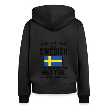 Schwede Schweden Flagge Schwedische Herkunft - Frauen Premium Bio Zip Hoodie - Schwarz - Hinten - Julia (174cm)