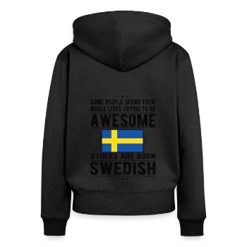 Schwede Schweden Flagge Schwedische Herkunft - Frauen Premium Bio Zip Hoodie - Schwarz - Hinten - Julia (174cm)