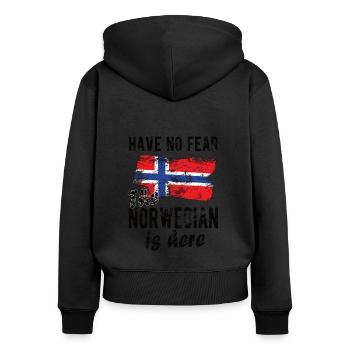 Norvège norvégienne Origine Drapeau norvégien - Sweat à capuche zippé Premium bio Femme - noir - Dos - Julia (174cm)