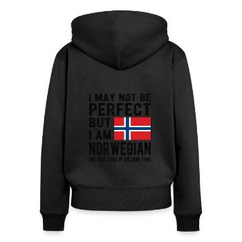 Norvège Norvégienne Drapeau Origine norvégienne - Sweat à capuche zippé Premium bio Femme - noir - Dos - Julia (174cm)