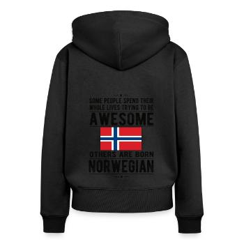 Norvège Norvégienne Drapeau Origine norvégienne - Sweat à capuche zippé Premium bio Femme - noir - Dos - Julia (174cm)