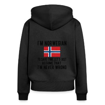Norvégien Norvège origine drapeau norvégien - Sweat à capuche zippé Premium bio Femme - noir - Dos - Julia (174cm)