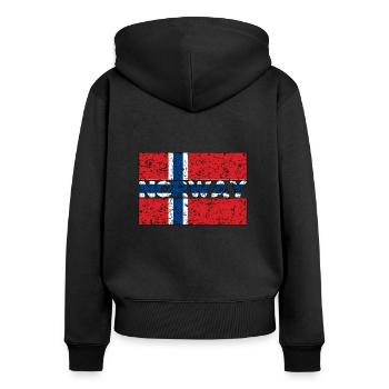 Norsk Norgesflagg Norske røtter - Premium økologisk hettegenser med glidelås for kvinner - svart - Bak - Julia (174cm)