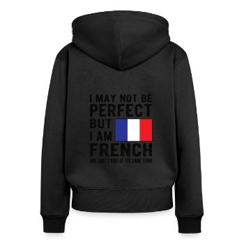 Franzose Frankreich Flagge Französische Herkunft - Frauen Premium Bio Zip Hoodie - Schwarz - Hinten - Julia (174cm)