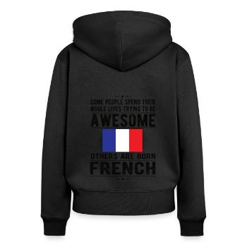 French France Flag French origin - Women's Premium Organic Zip Hoodie - black - Back - Julia (174cm)