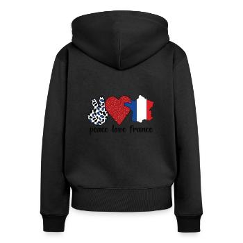 Franzose Frankreich Flagge Französische Wurzeln - Frauen Premium Bio Zip Hoodie - Schwarz - Hinten - Julia (174cm)