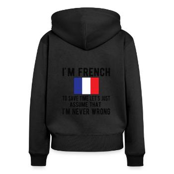 French France Origin French flag - Women's Premium Organic Zip Hoodie - black - Back - Julia (174cm)