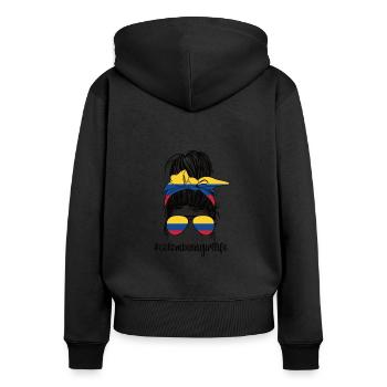 Kolumbianerin Kolumbien Kolumbianische Wurzeln - Frauen Premium Bio Zip Hoodie - Schwarz - Hinten - Julia (174cm)