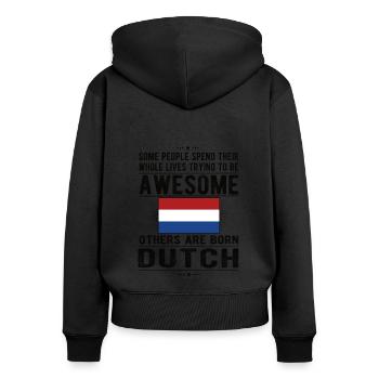 Néerlandais Pays-Bas Origine néerlandaise - Sweat à capuche zippé Premium bio Femme - noir - Dos - Julia (174cm)