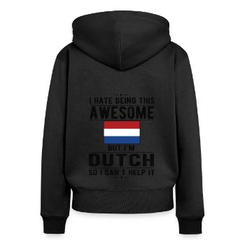 Néerlandais Pays-Bas Origine néerlandaise - Sweat à capuche zippé Premium bio Femme - noir - Dos - Julia (174cm)