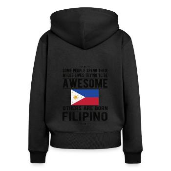 Proud Filipino born in Philippines flag - Women's Premium Organic Zip Hoodie - black - Back - Julia (174cm)