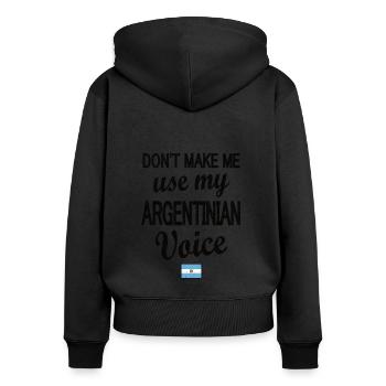 Stolzer Argentinier Herkunft Argentinien Flagge - Frauen Premium Bio Zip Hoodie - Schwarz - Hinten - Julia (174cm)