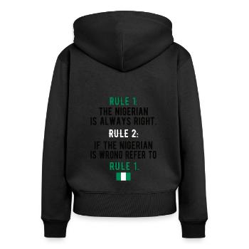 Fier Nigérian Nigeria Racines nigérianes - Sweat à capuche zippé Premium bio Femme - noir - Dos - Julia (174cm)