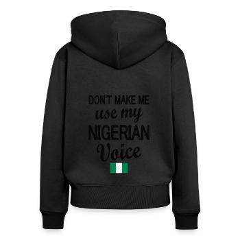 Fier Nigérian Nigeria Racines nigérianes - Sweat à capuche zippé Premium bio Femme - noir - Dos - Julia (174cm)