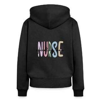 OP-Schwester Operationsschwester Krankenschwester - Frauen Premium Bio Zip Hoodie - Schwarz - Hinten - Julia (174cm)