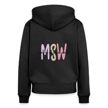 Master Social Work Abschluss Soziale Arbeit MSW - Frauen Premium Bio Zip Hoodie - Schwarz - Hinten - Julia (174cm)