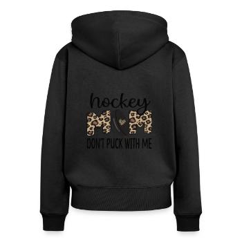 Stolze Eishockey Mama Von Eishockeyspieler Mutter - Frauen Premium Bio Zip Hoodie - Schwarz - Hinten - Julia (174cm)