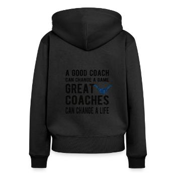 Schwimmtrainer Trainer Von Schwimmer Schwimmcoach - Frauen Premium Bio Zip Hoodie - Schwarz - Hinten - Julia (174cm)