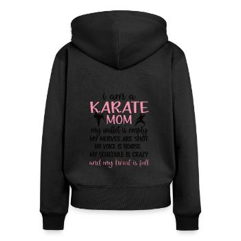 Meilleur cadeau de maman de karaté Fière maman de karaté - Sweat à capuche zippé Premium bio Femme - noir - Dos - Julia (174cm)