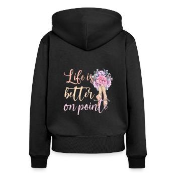 danseuse de ballet ballerine ballet danse ballerine - Sweat à capuche zippé Premium bio Femme - noir - Dos - Julia (174cm)