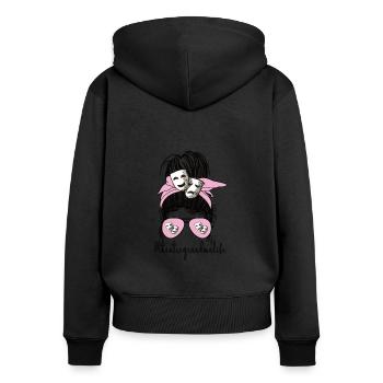Théâtre Grand-mère Fière Théâtre Grand-mère Cadeau - Sweat à capuche zippé Premium bio Femme - noir - Dos - Julia (174cm)