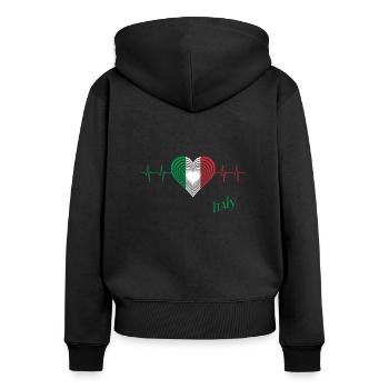 Italien Heart Herzschlag Italy - Frauen Premium Bio Zip Hoodie - Schwarz - Hinten - Julia (174cm)