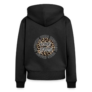 Stolze Bonus-Oma Beste Stiefgroßmutter Geschenk - Frauen Premium Bio Zip Hoodie - Schwarz - Hinten - Julia (174cm)