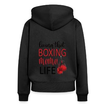 Stolze Boxmama Geschenk Box-Mutter Von Boxer Mama - Frauen Premium Bio Zip Hoodie - Schwarz - Hinten - Julia (174cm)