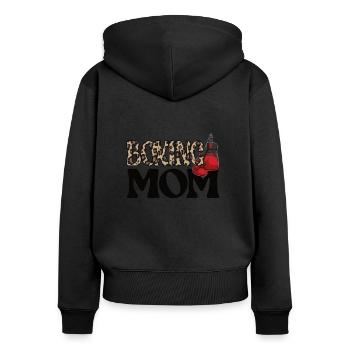Cadeau de maman de boxe Maman de boxe fière de Boxer Mama - Sweat à capuche zippé Premium bio Femme - noir - Dos - Julia (174cm)