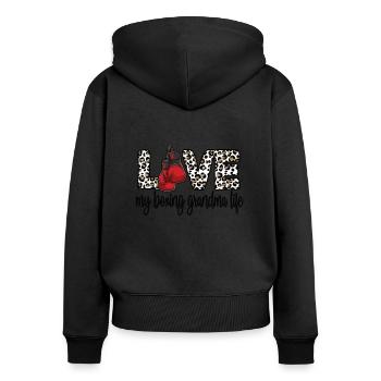 Boxoma Coffret Cadeau Grand-mère Fière Boxer Grand-mère - Sweat à capuche zippé Premium bio Femme - noir - Dos - Julia (174cm)