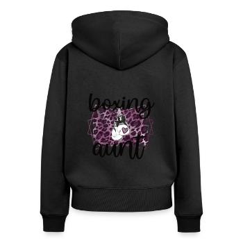 Boxe Tante Fière Boxe Tante Par Boxer Tante Cadeau - Sweat à capuche zippé Premium bio Femme - noir - Dos - Julia (174cm)