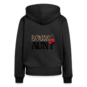 Boxe Tante Fière Boxe Tante Par Boxer Tante Cadeau - Sweat à capuche zippé Premium bio Femme - noir - Dos - Julia (174cm)