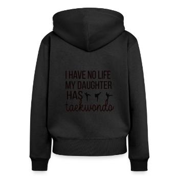 Taekwondo-Mama Stolze Taekwondo Mutter Geschenk - Frauen Premium Bio Zip Hoodie - Schwarz - Hinten - Julia (174cm)