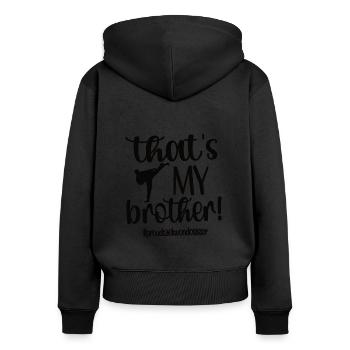 Taekwondo-Schwester Stolze Taekwondo Schwester - Frauen Premium Bio Zip Hoodie - Schwarz - Hinten - Julia (174cm)