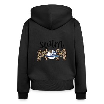 Stolze Schwimmmama Mutter Schwimmer Schwimm-Mama - Frauen Premium Bio Zip Hoodie - Schwarz - Hinten - Julia (174cm)