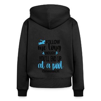 Schwimmmama Mama Eines Schwimmers Schwimm-Mutter - Frauen Premium Bio Zip Hoodie - Schwarz - Hinten - Julia (174cm)
