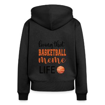Meme Grand-mère de basket-ball joueur de basket-ball Meme - Sweat à capuche zippé Premium bio Femme - noir - Dos - Julia (174cm)