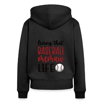 Memaw Grand-mère du joueur de baseball Baseball Memaw - Sweat à capuche zippé Premium bio Femme - noir - Dos - Julia (174cm)