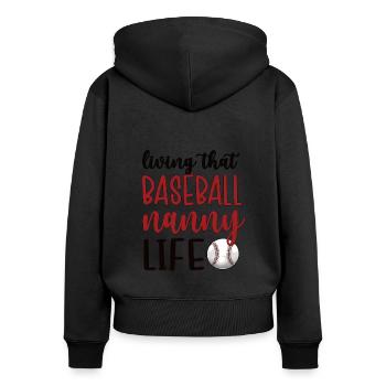 Nounou Grand-mère de baseball Joueur de baseball Nounou de baseball - Sweat à capuche zippé Premium bio Femme - noir - Dos - Julia (174cm)
