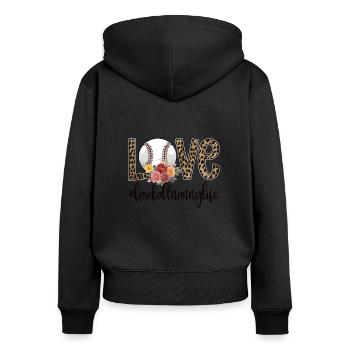 Nounou Grand-mère d’un joueur de baseball Nounou de baseball - Sweat à capuche zippé Premium bio Femme - noir - Dos - Julia (174cm)