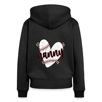 Nounou Grand-mère d’un joueur de baseball Nounou de baseball - Sweat à capuche zippé Premium bio Femme - noir - Dos - Julia (174cm)