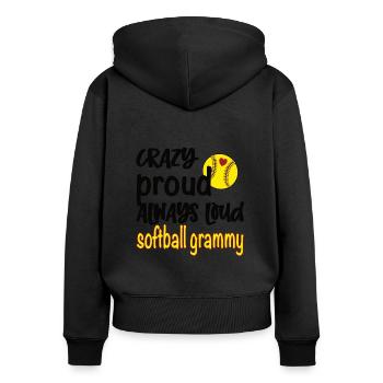 Grammy Grandma By Softball Player Softball Grammy - Women's Premium Organic Zip Hoodie - black - Back - Julia (174cm)