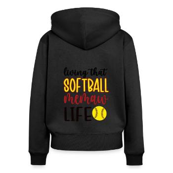 Memaw Grandma By Softball Player Softball Memaw - Women's Premium Organic Zip Hoodie - black - Back - Julia (174cm)