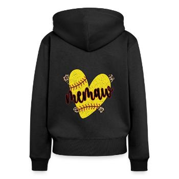 Memaw Grandma Of a Softball Player Softball Memaw - Women's Premium Organic Zip Hoodie - black - Back - Julia (174cm)
